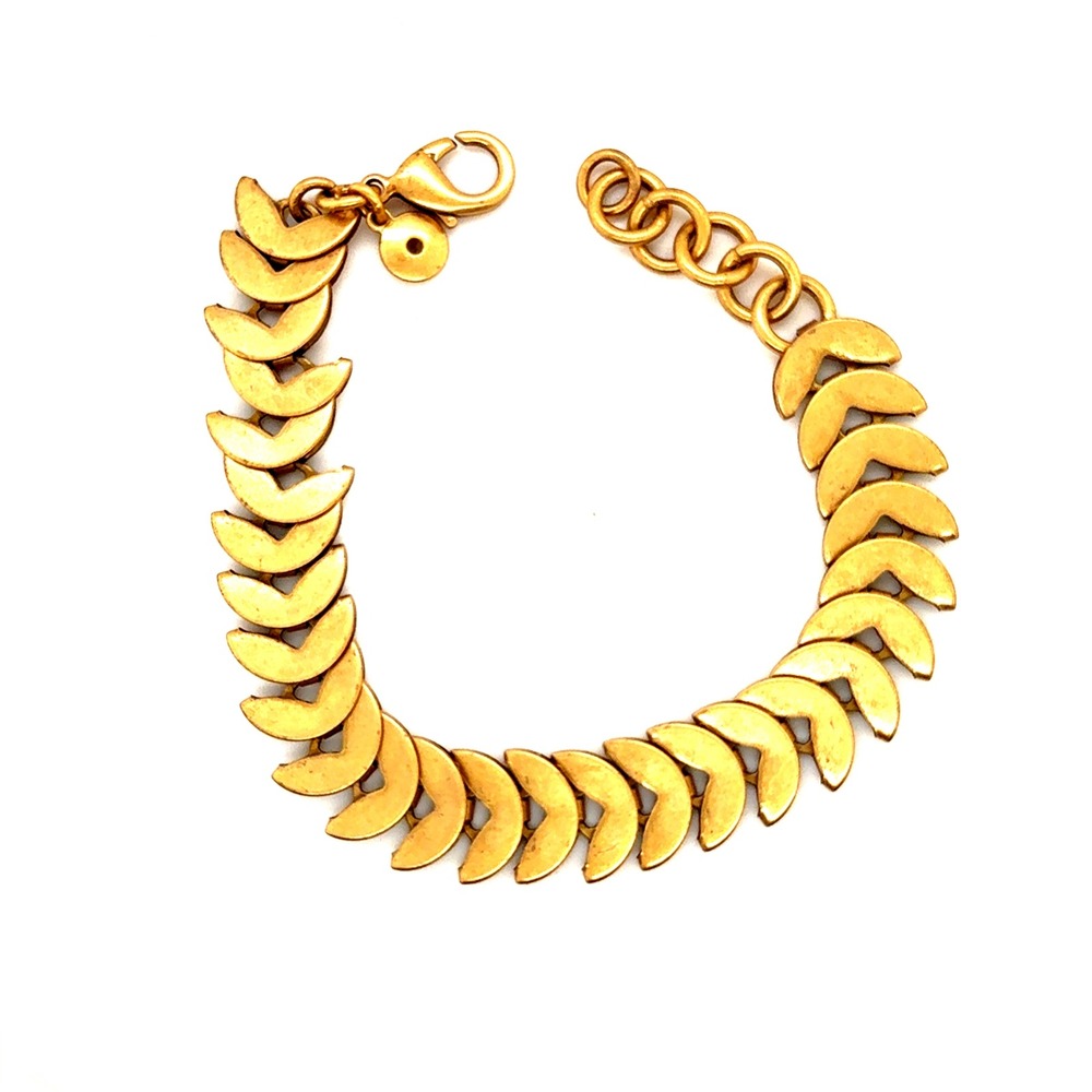 J.Crew Matte Gold Chevron Link Bracelet Adjustable 6.5-7.5 Inch